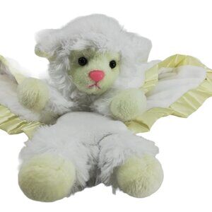 Aurora Baby Lamb Sheep Plush Lovey Lovie Satin Fleece Security Blanket White